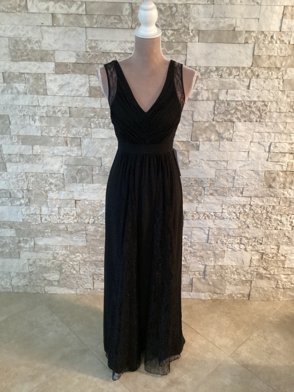 BCBGeneration Shirred Lace Inset Maxi Dress (NWT)